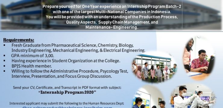 Internship Program 2020 – PT. Boehringer Ingelheim Indonesia