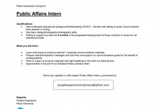Internship Program at PT. Pfizer Indonesia
